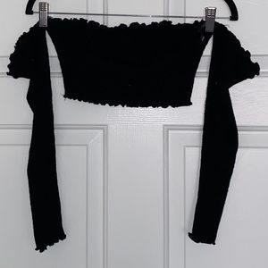 Long Sleeve Strapless Crop Top